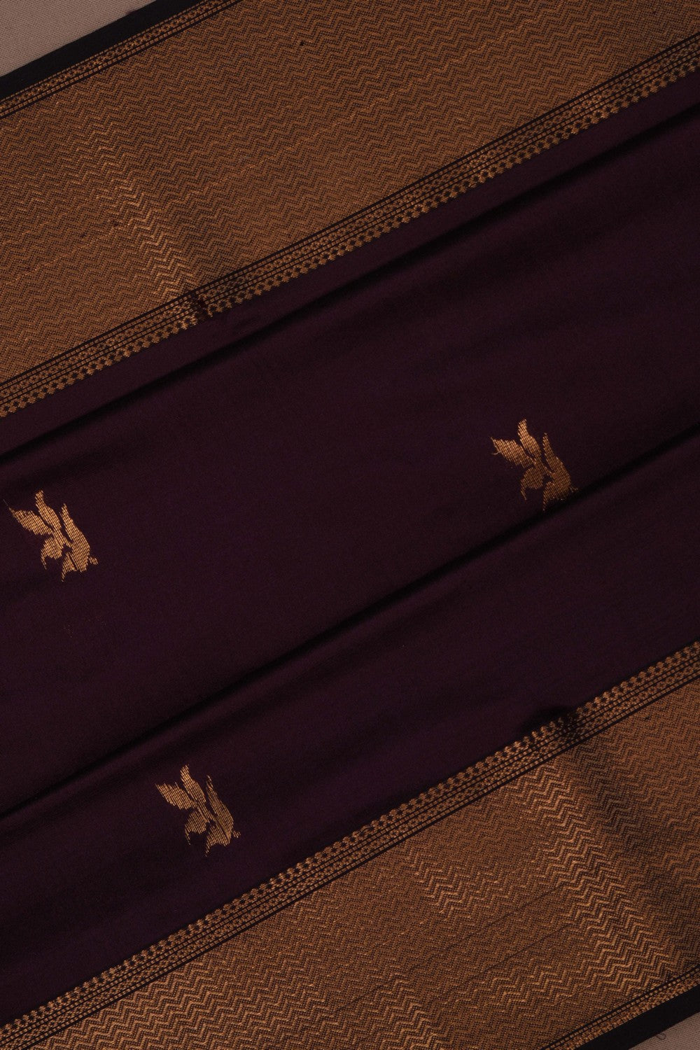 Image of Chanderi Silk Brown Saree