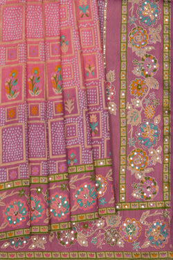 Image of Bandhani Embroidered Saree