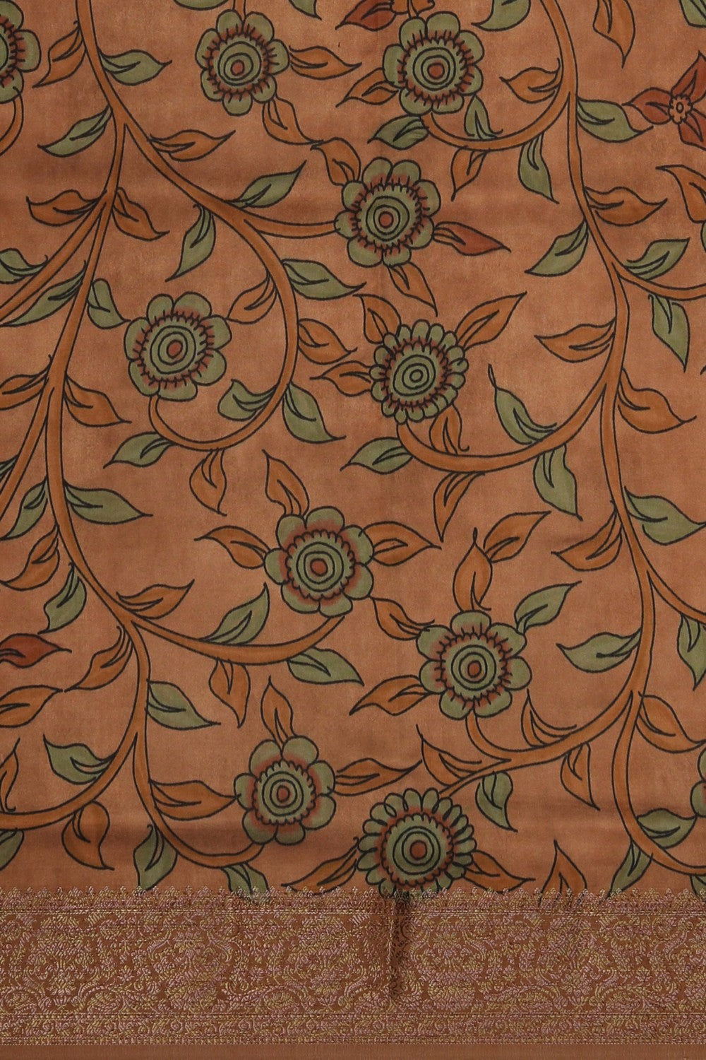 Floral Printed Silk Red Saree