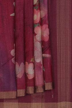 Image of Tussar Silk Wine Purple Saree