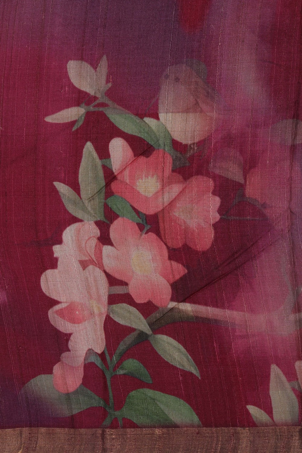 Image of Tussar Silk Wine Purple Saree