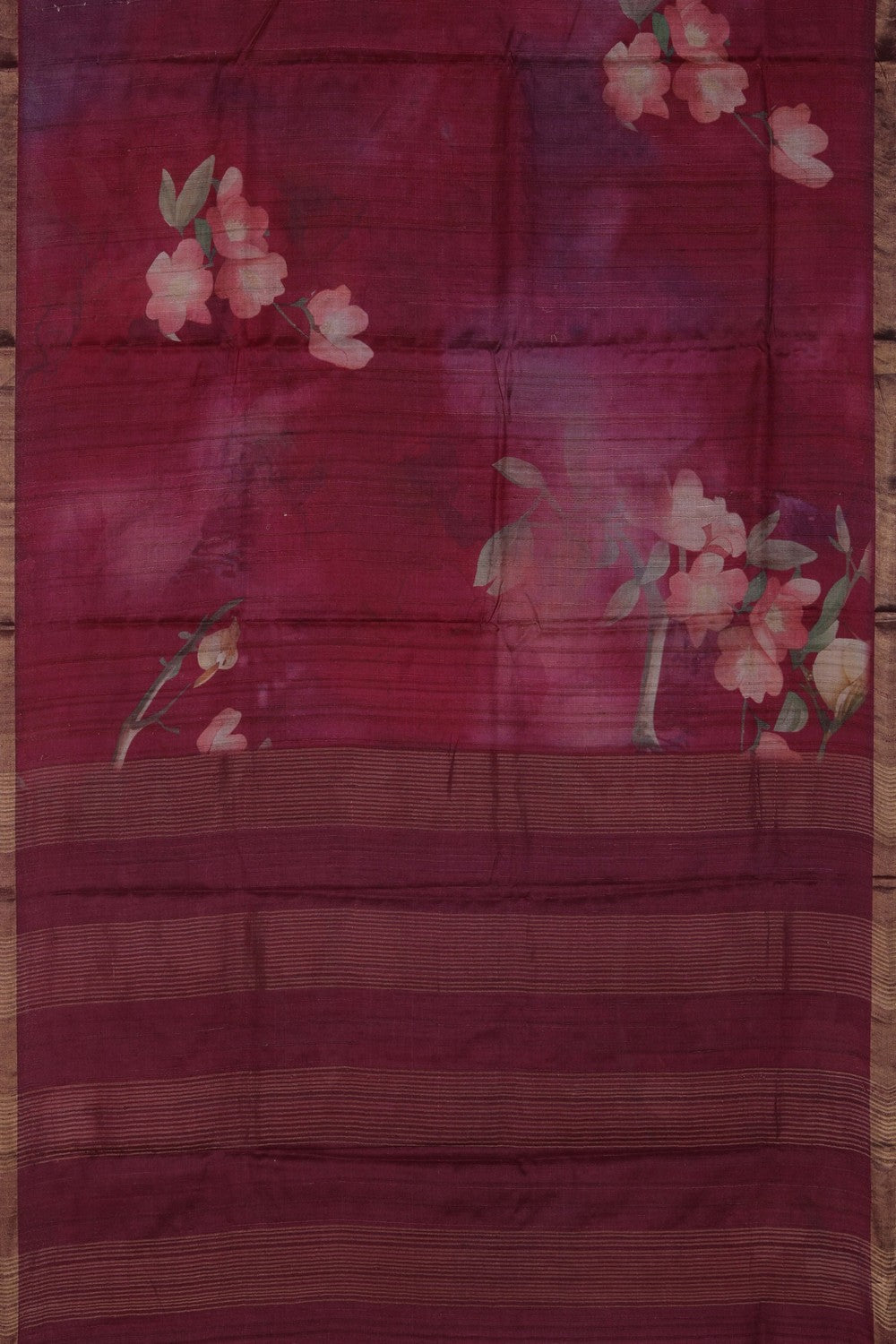 Image of Tussar Silk Wine Purple Saree