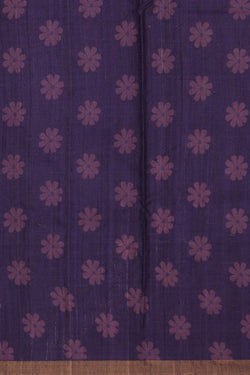 Image of Floral Printed Tussar Silk Violet Saree