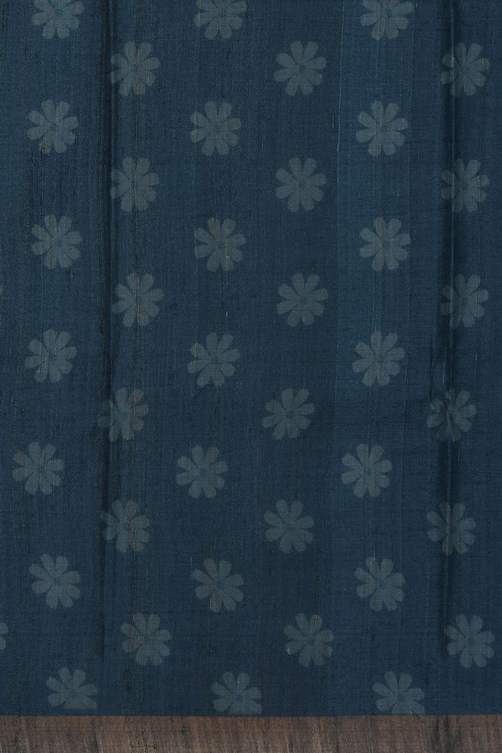Image of Floral Printed Tussar Silk Blue Saree