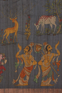 Image of Tussar Silk Grey Saree