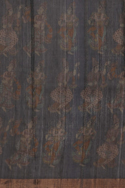 Image of Tussar Silk Grey Saree
