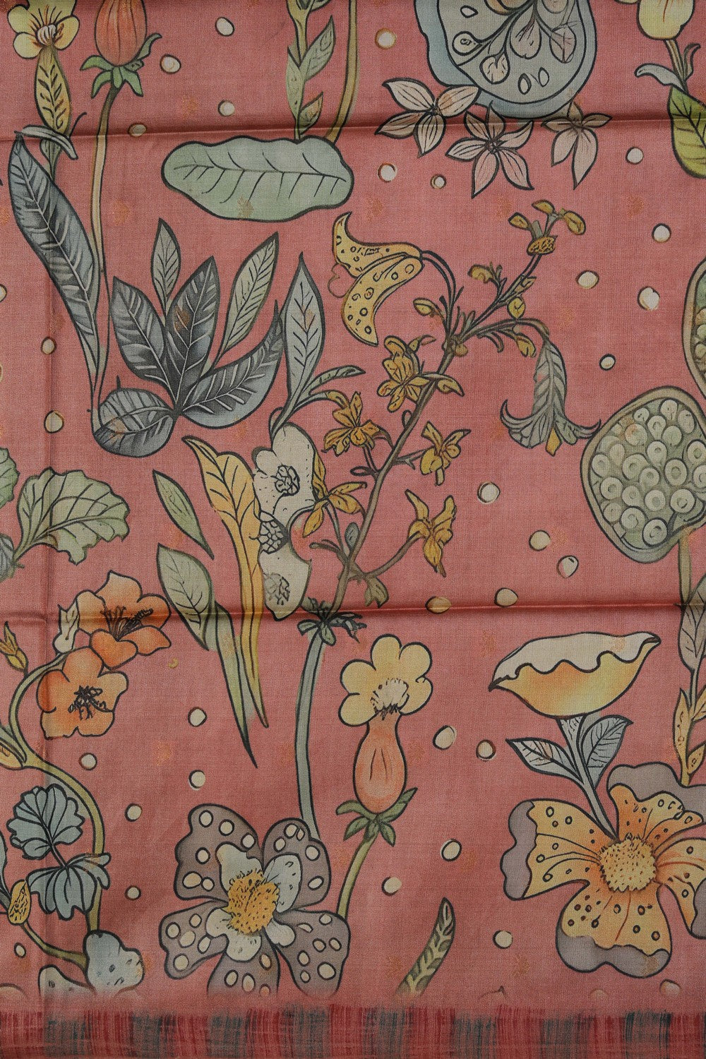 Tussar Silk Coral Peach Saree