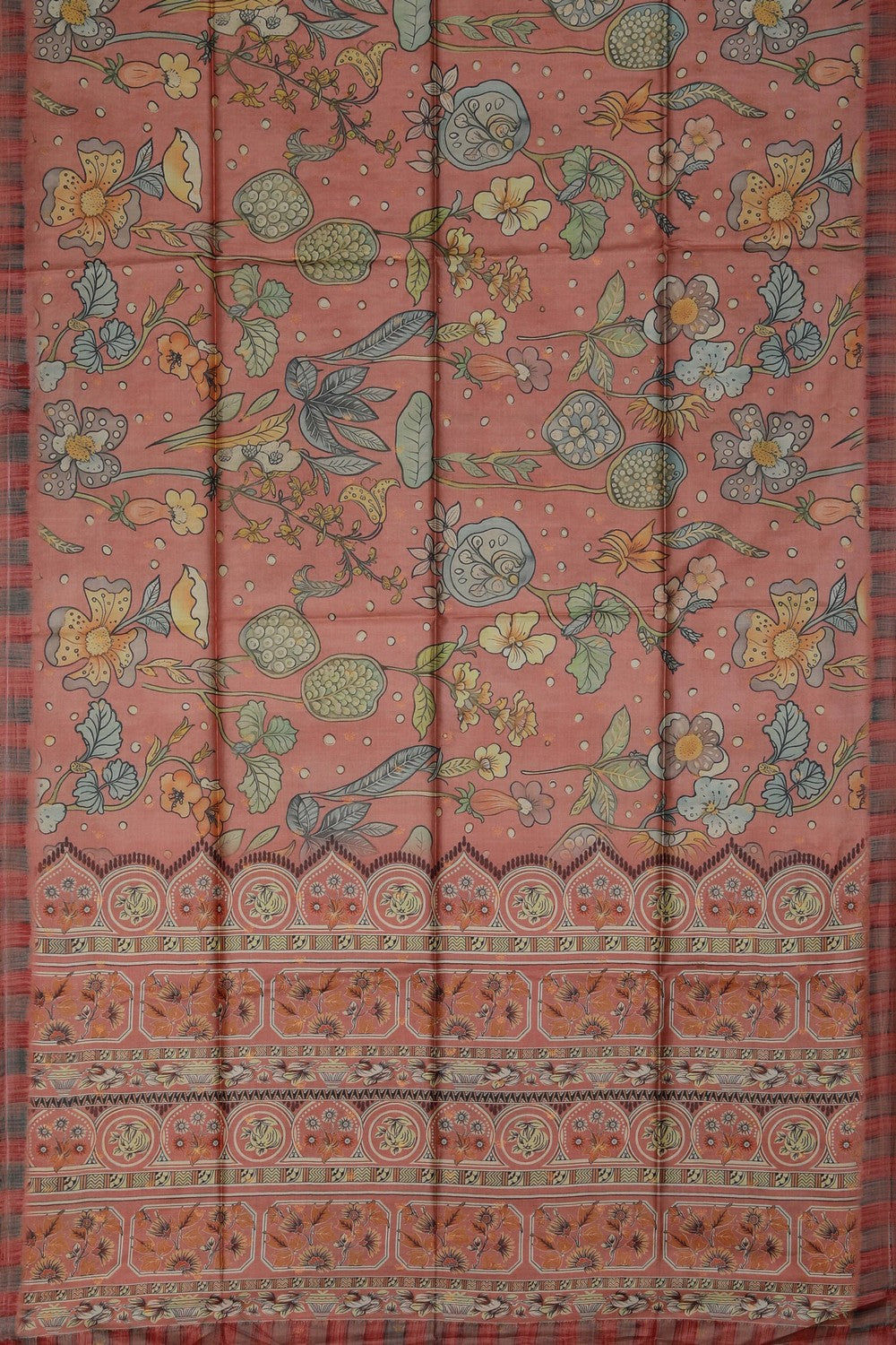 Image of Tussar Silk Coral Peach Saree