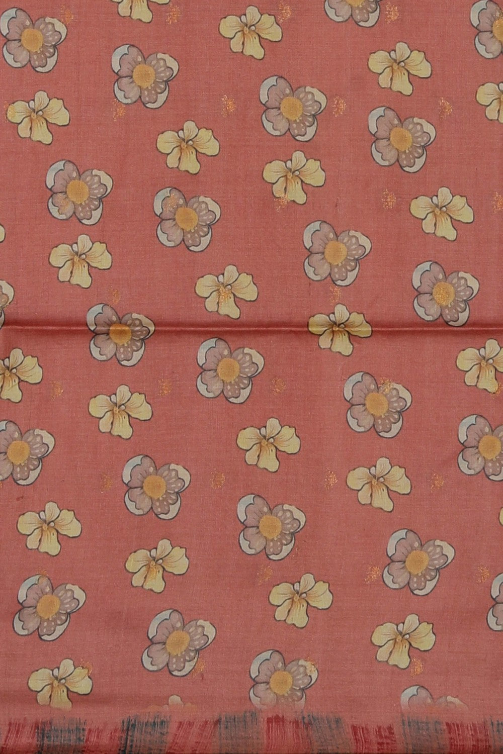 Image of Tussar Silk Coral Peach Saree