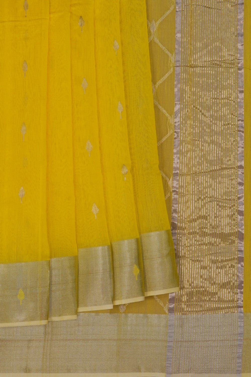 Chanderi Cotton Silk Yellow Saree