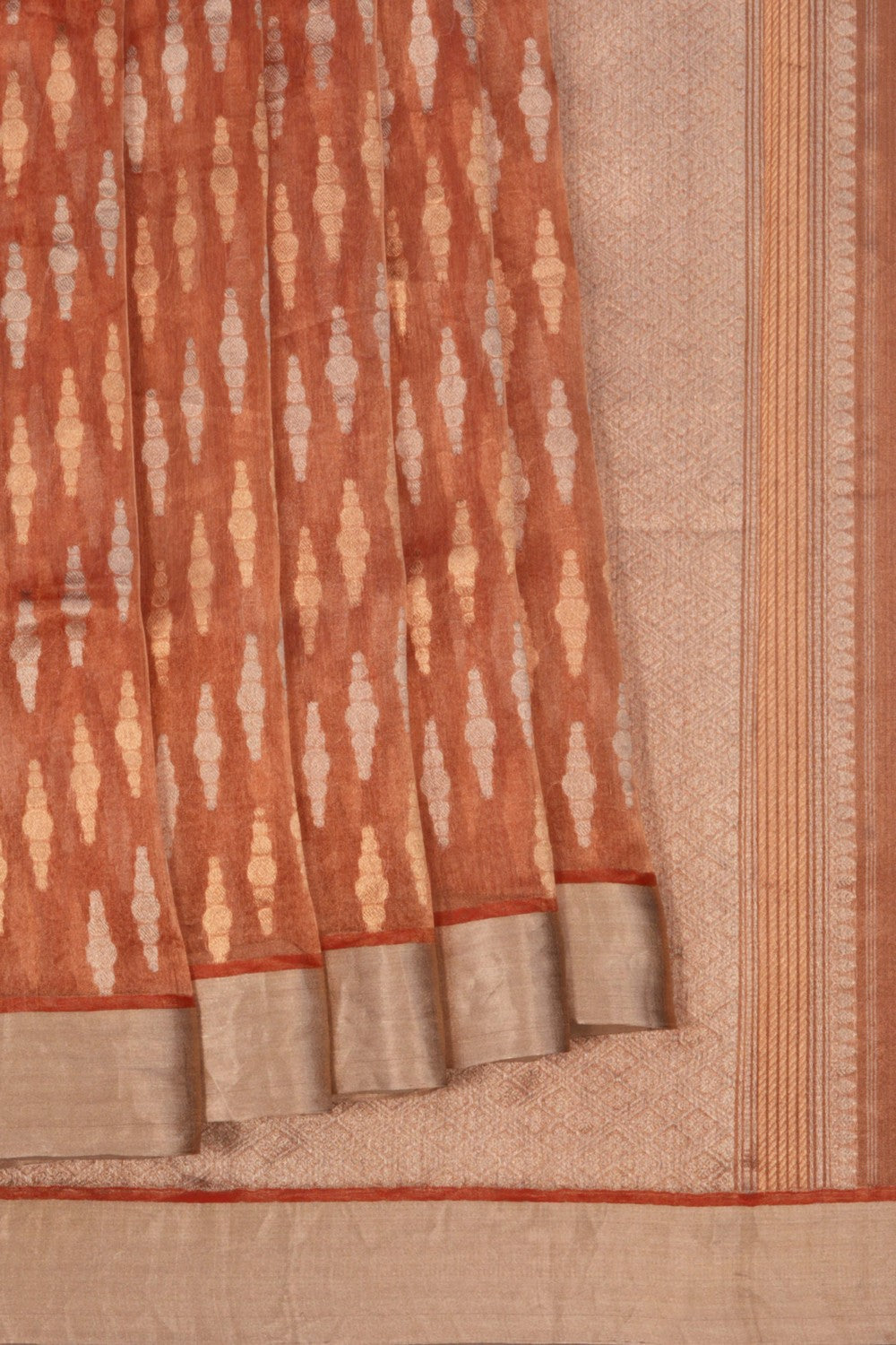 Image of Chanderi Tissue Silk Orange Saree