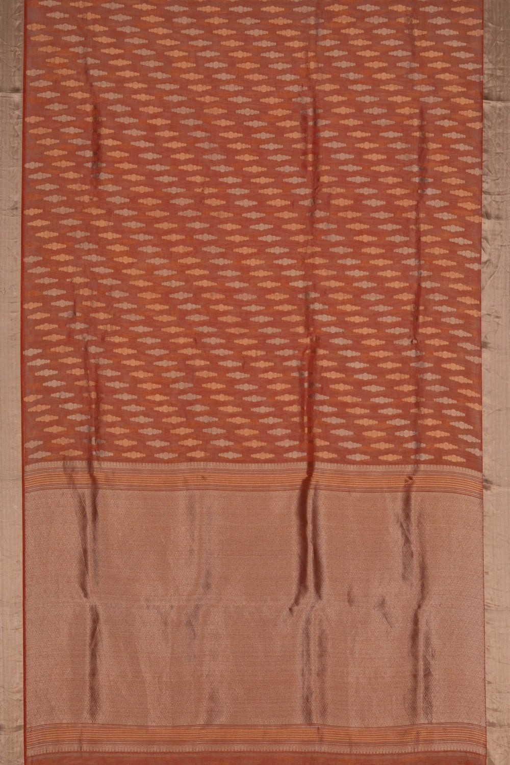 Image of Chanderi Tissue Silk Orange Saree