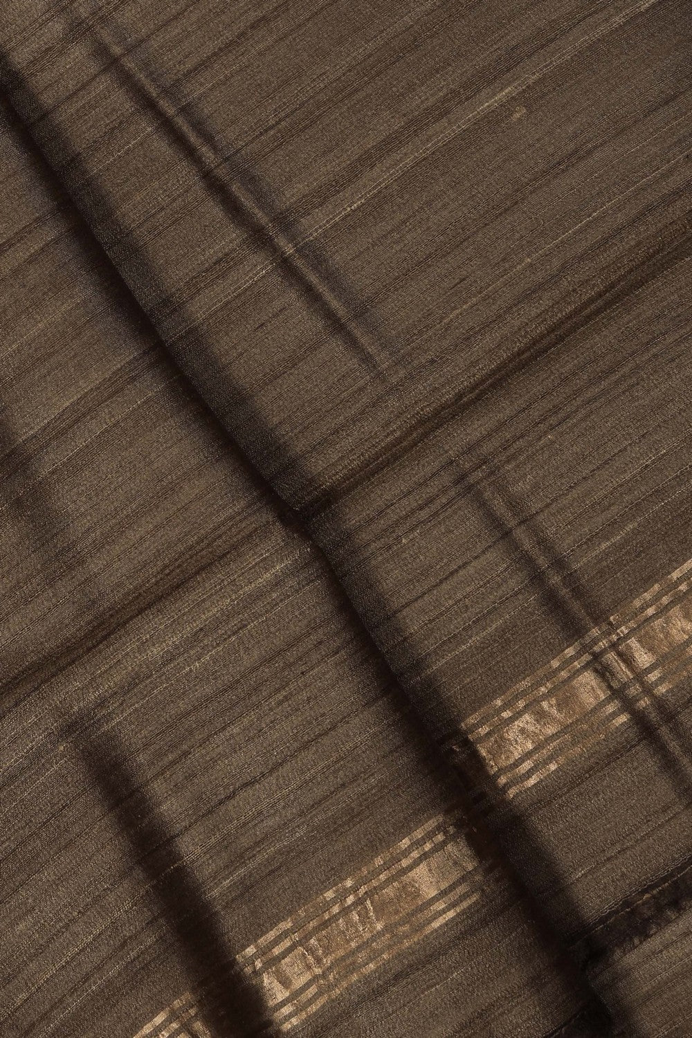 Image of Tussar Silk Brown Dhoti With Kanduva (8 X 4)