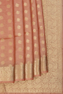Image of Bhagalpur Silk Viscose Coral Peach Saree