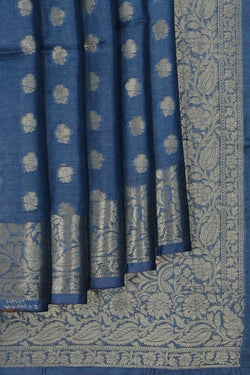 Image of Bhagalpur Silk Viscose Smoky Blue Saree