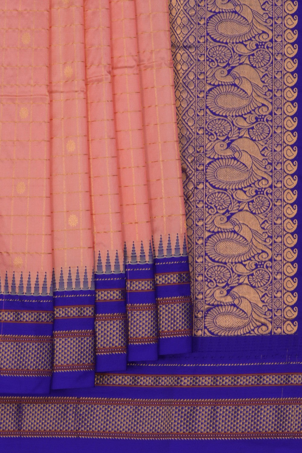 Narayanpet Pure Silk Peach Saree