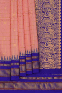 Image of Narayanpet Pure Silk Peach Saree