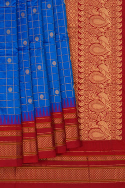Image of Narayanpet Pure Silk Blue Saree