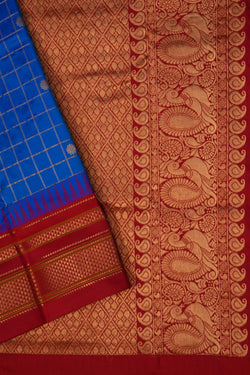 Image of Narayanpet Pure Silk Blue Saree