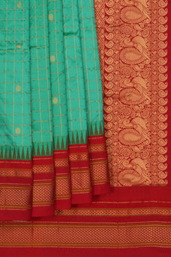 Image of Narayanpet Pure Silk Green Saree