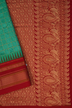 Image of Narayanpet Pure Silk Green Saree