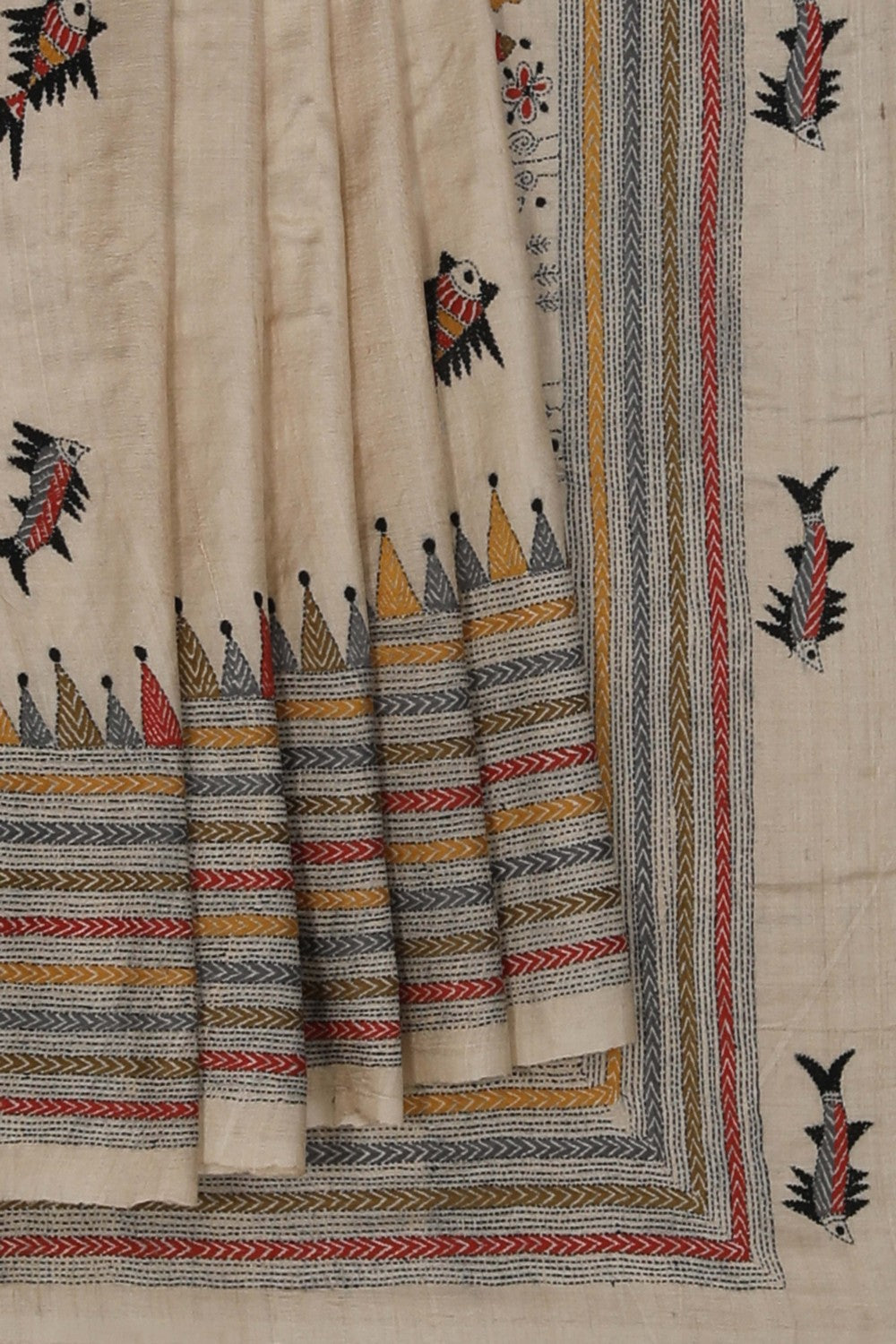 A Tussar Embroidery Saree