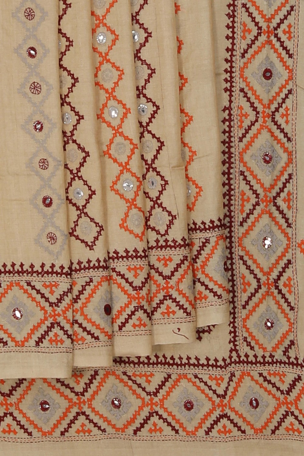 A Tussar Embroidery Saree