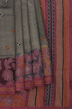 Image of A Tussar Embroidery Saree