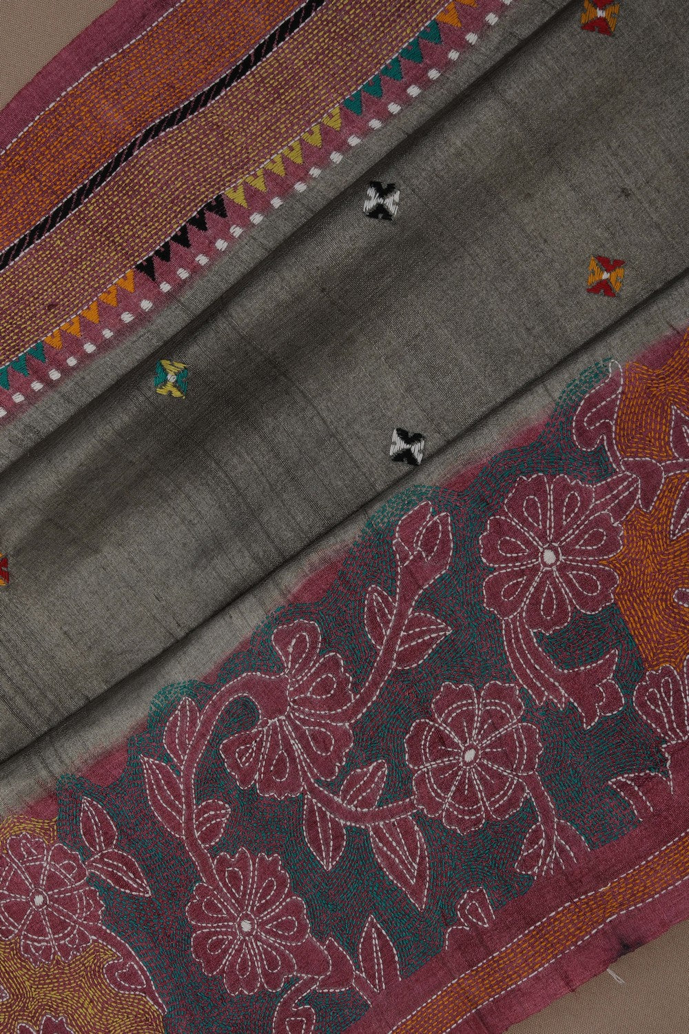 A Tussar Embroidery Saree