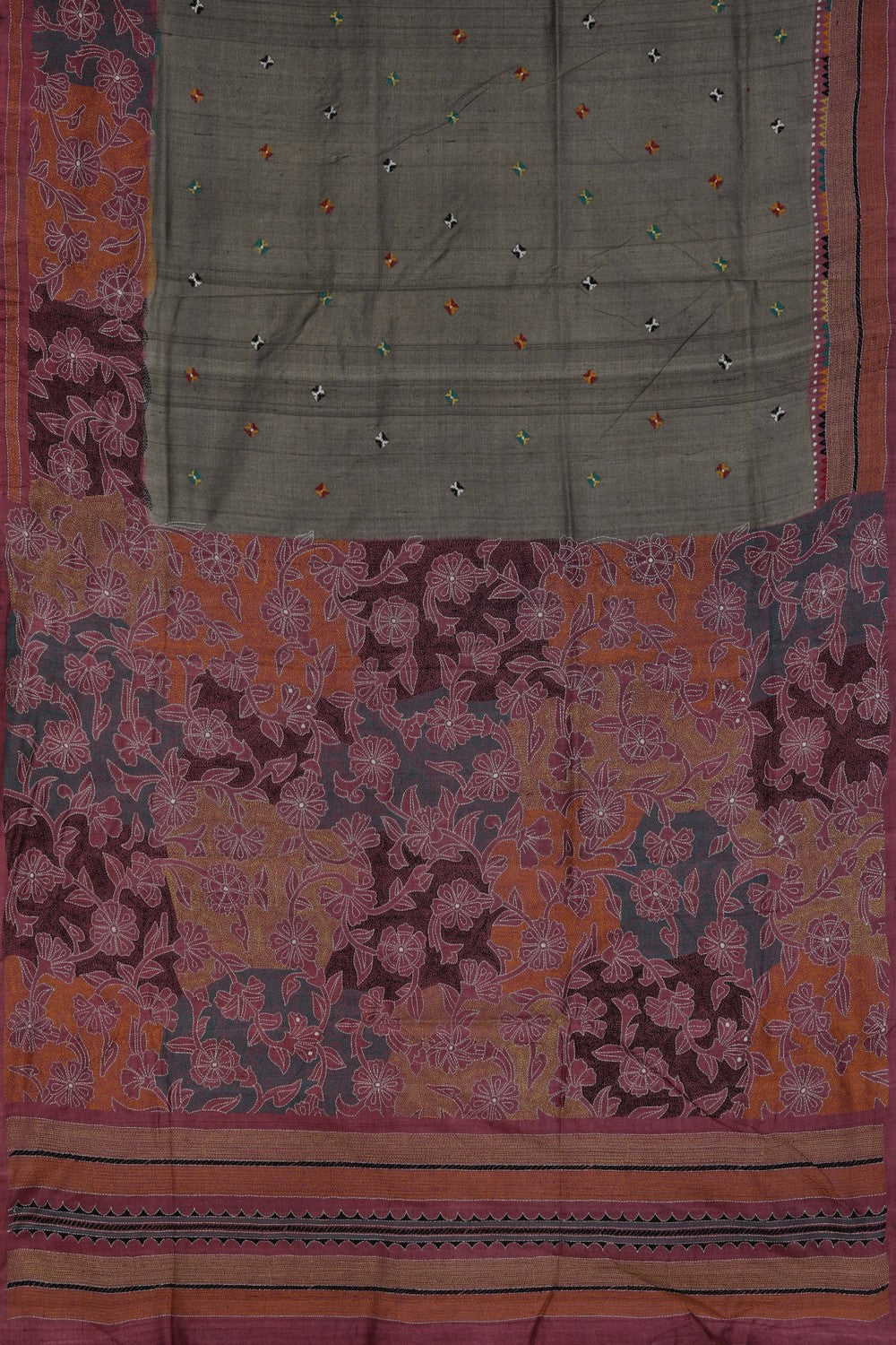 A Tussar Embroidery Saree