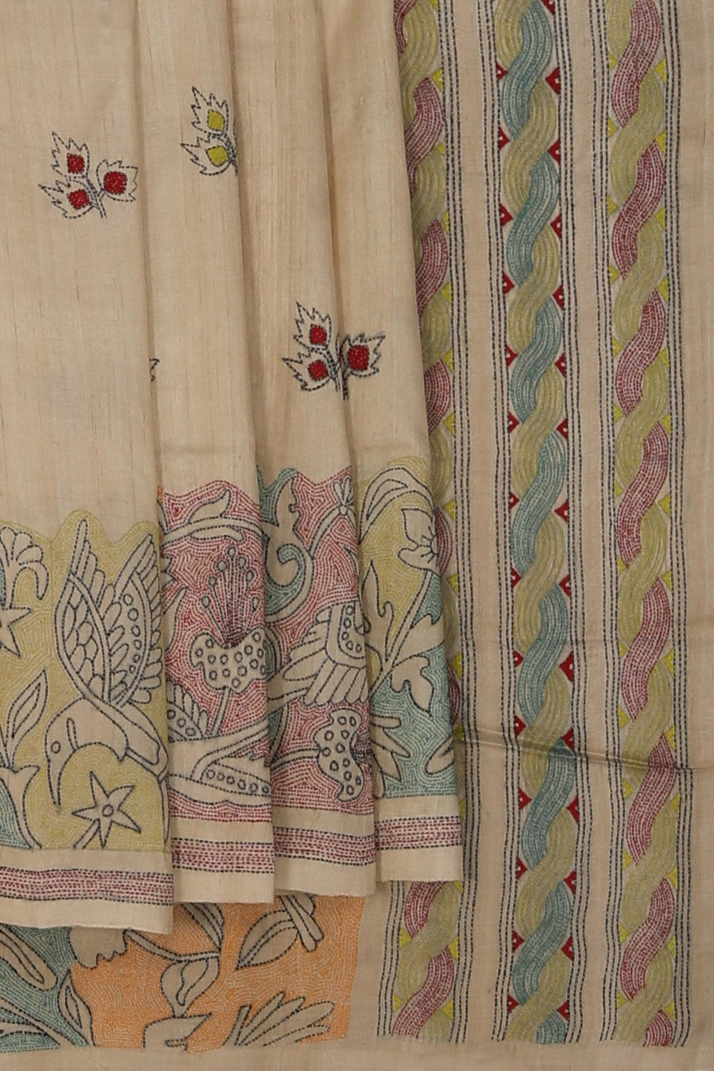 A Tussar Embroidery Saree