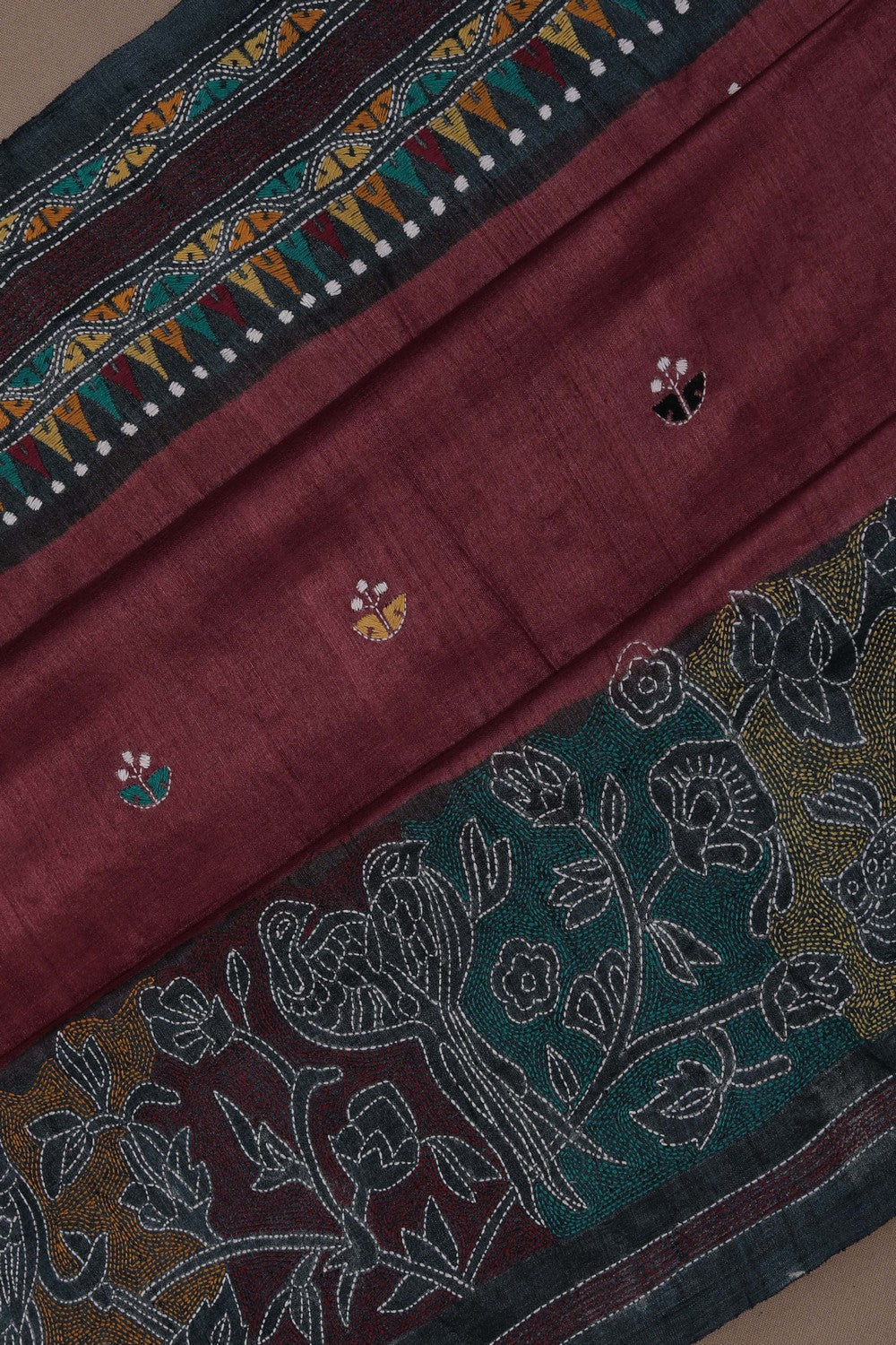 Image of A Tussar Embroidery Saree