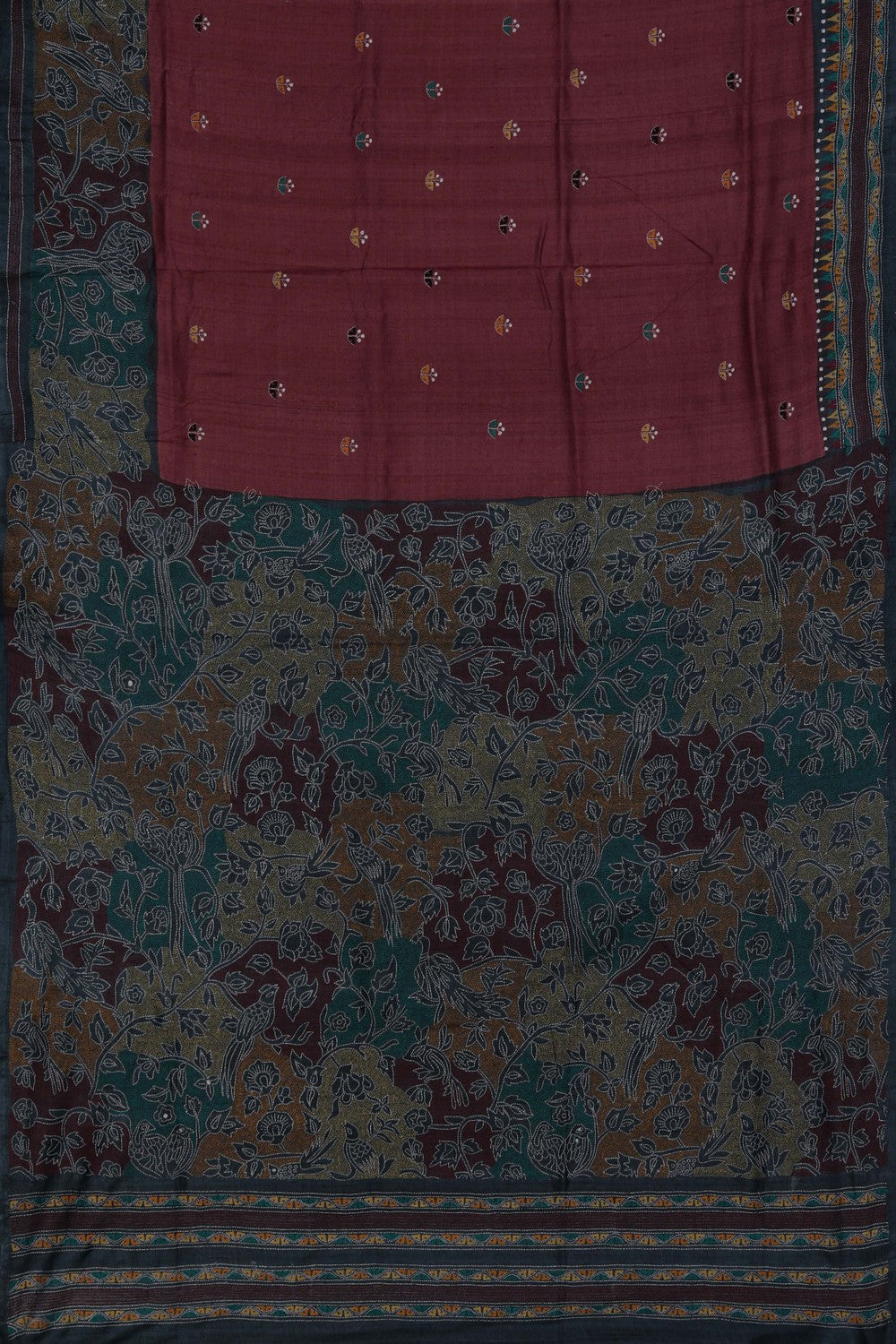 A Tussar Embroidery Saree
