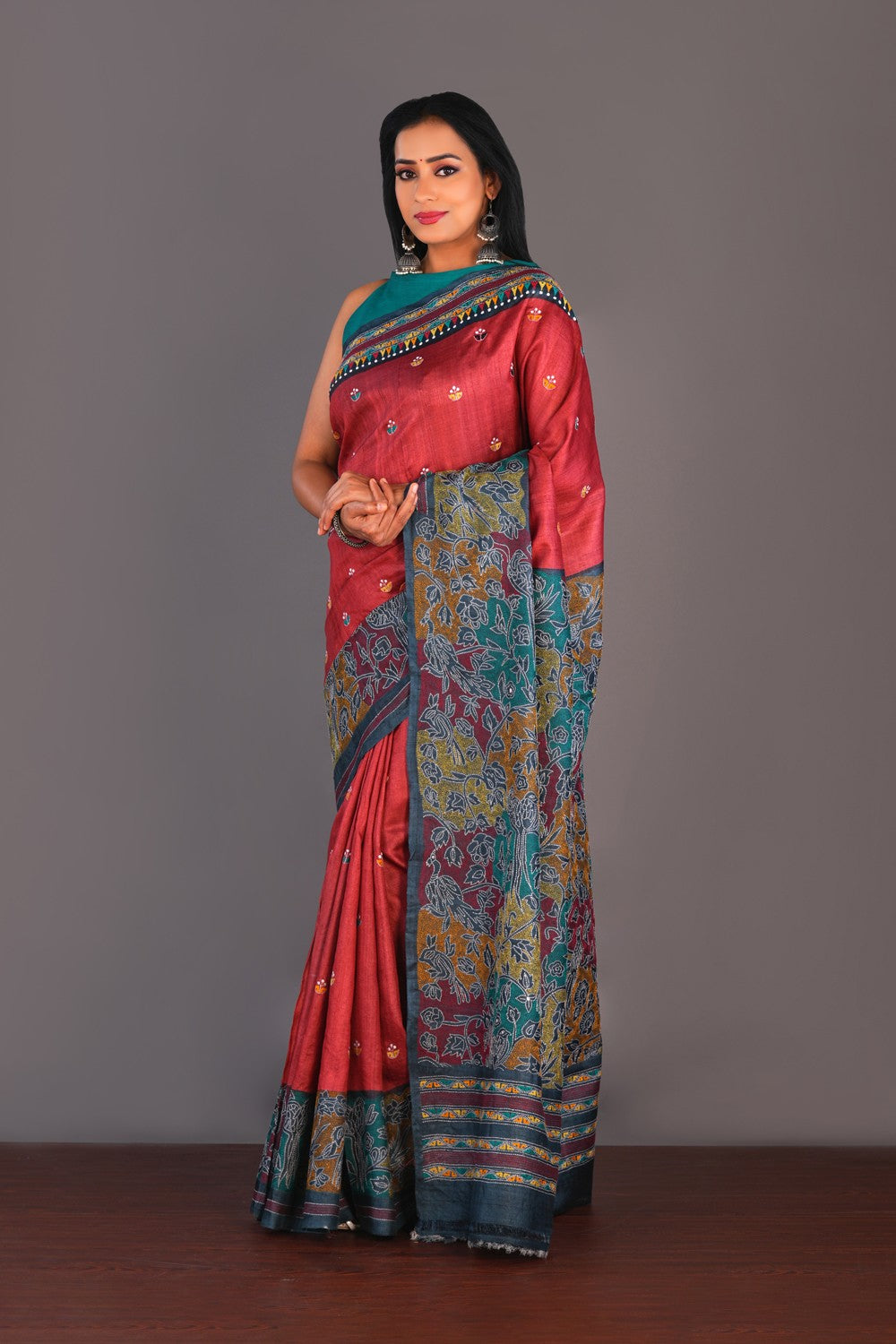 Image of A Tussar Embroidery Saree