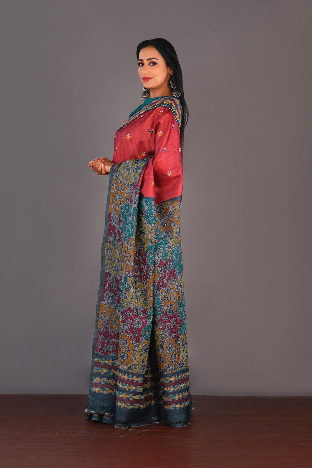 Image of A Tussar Embroidery Saree