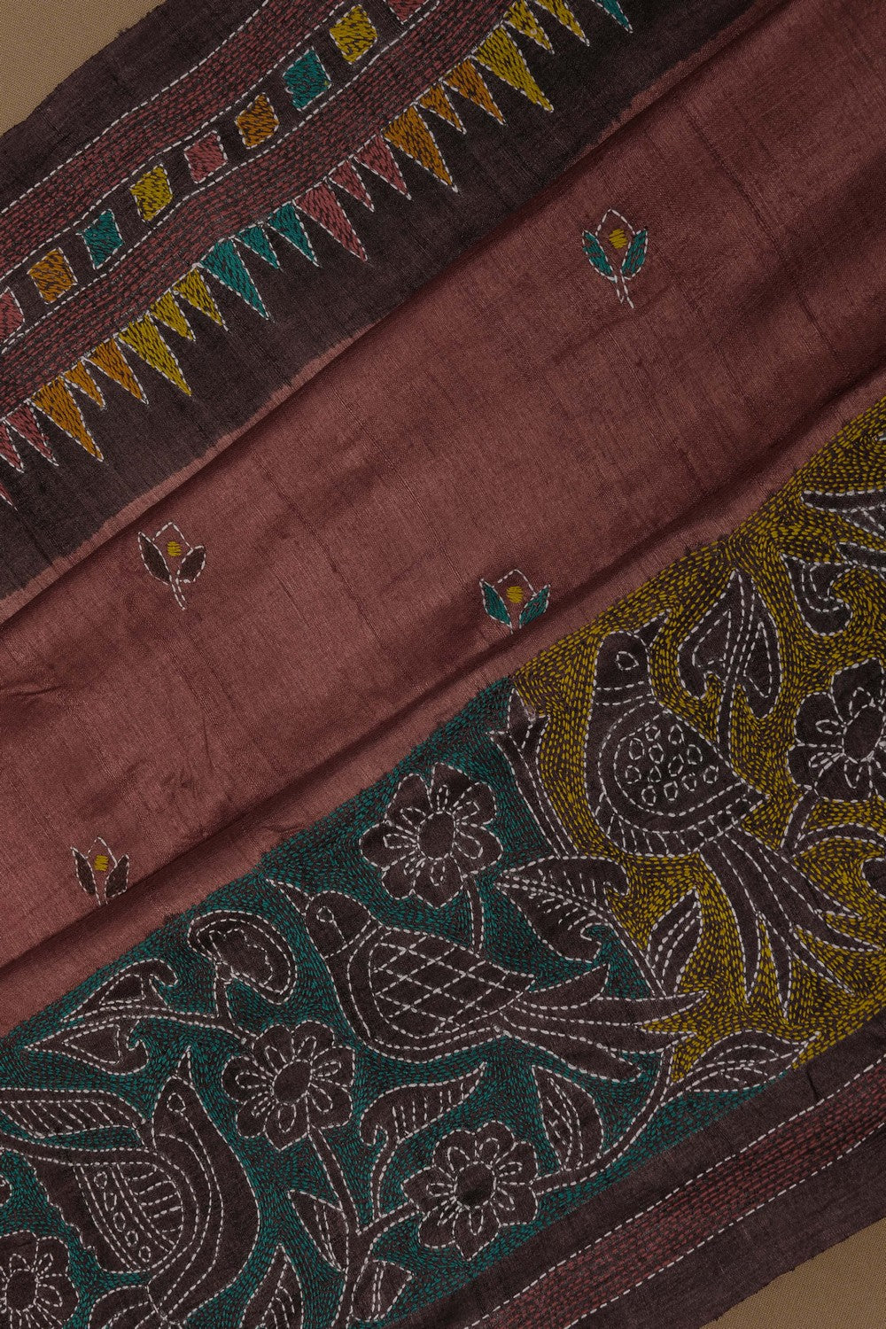 A Tussar Embroidery Saree