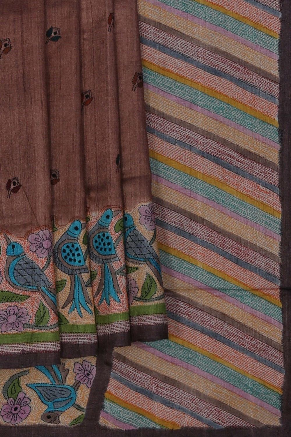 A Tussar Embroidery Saree