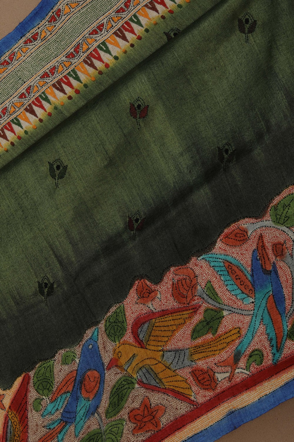 A Tussar Embroidery Saree