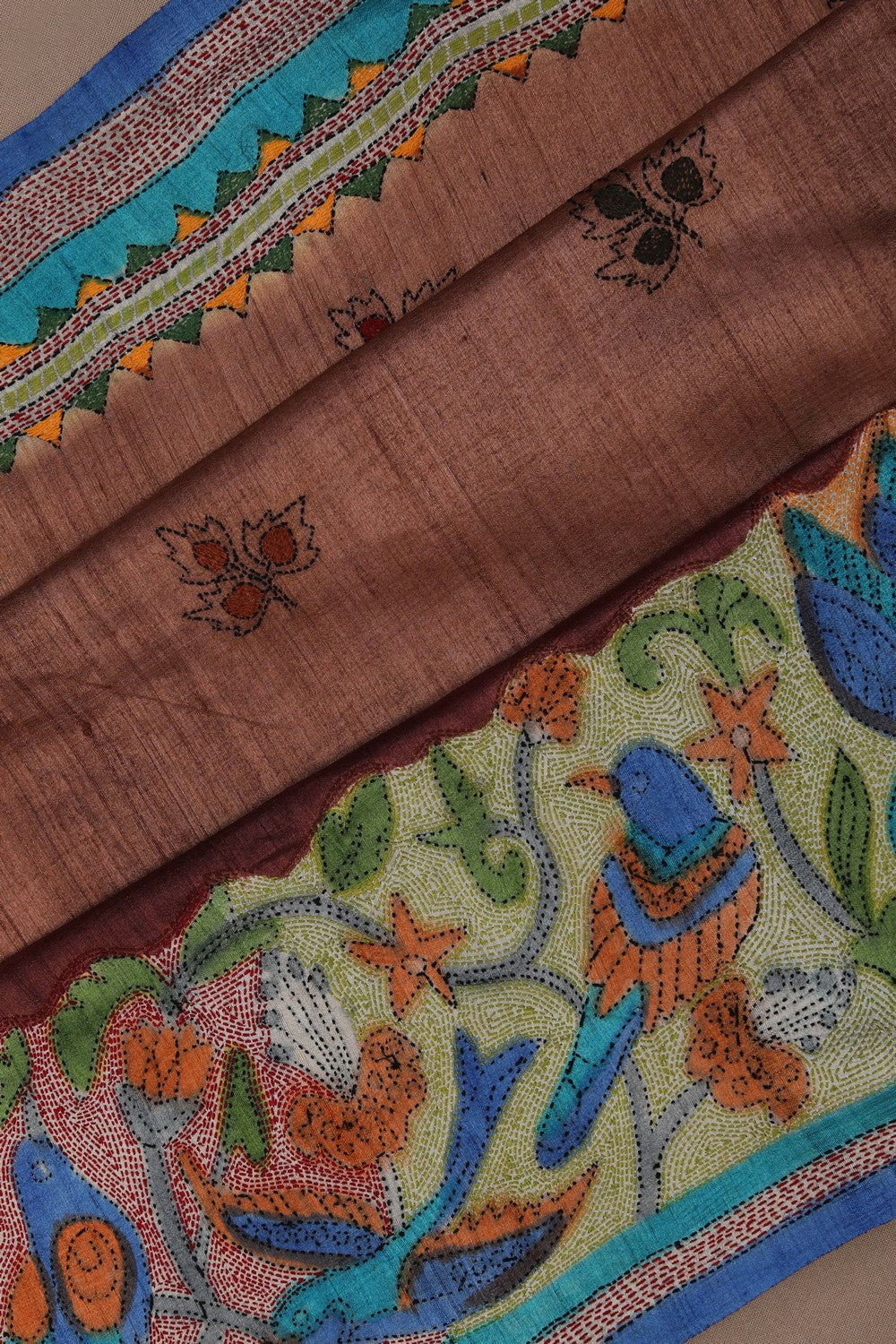 Image of A Tussar Embroidery Saree