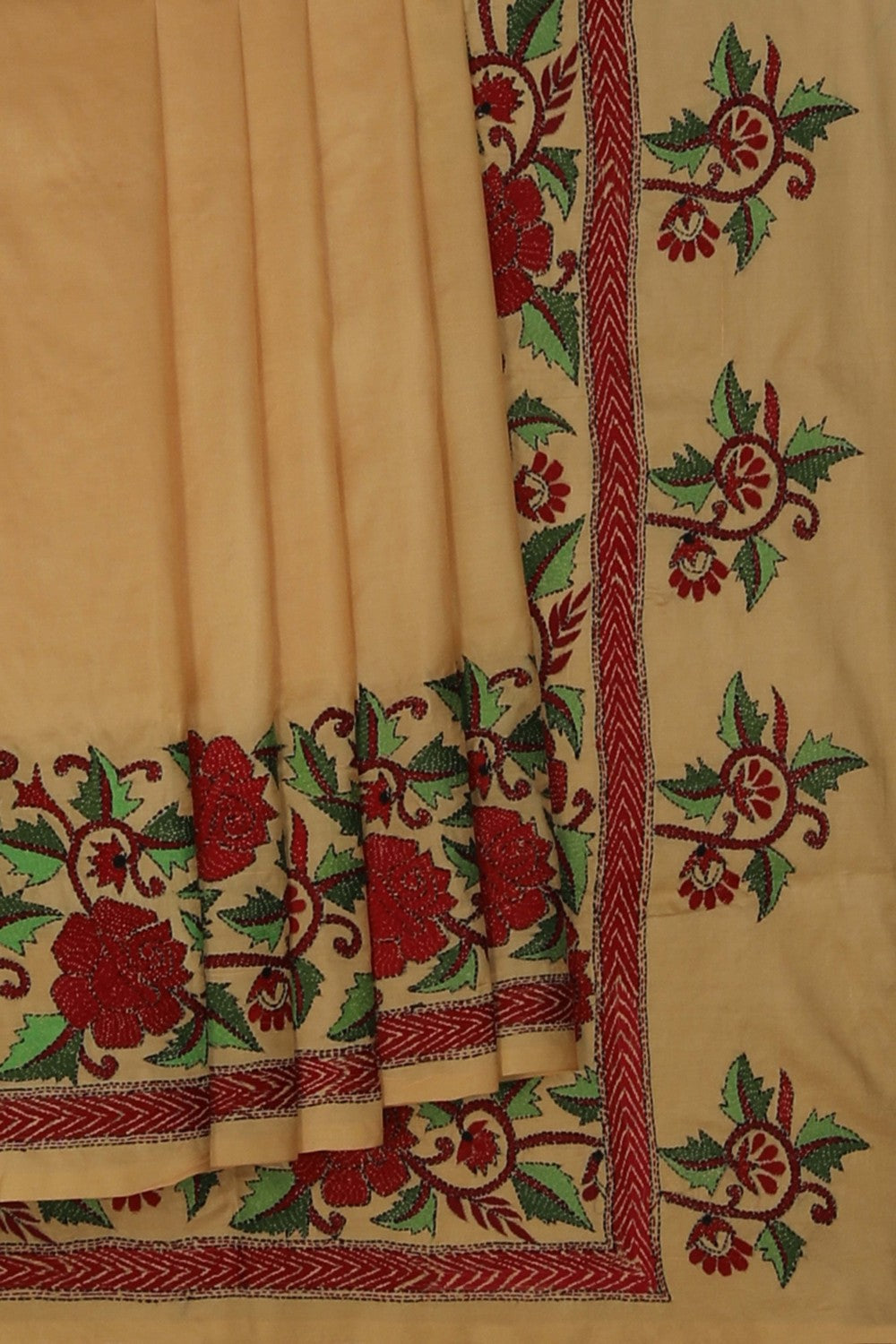 A Tussar Embroidery Saree