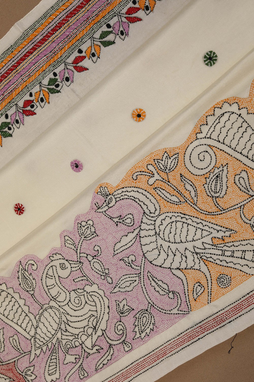 A Tussar Embroidery Saree