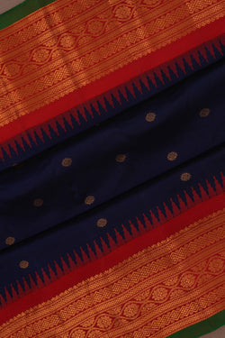 Image of Gadwal Silk Navy Blue Saree