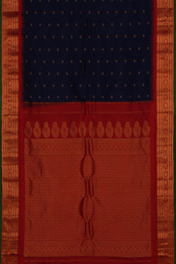 Image of Gadwal Silk Navy Blue Saree