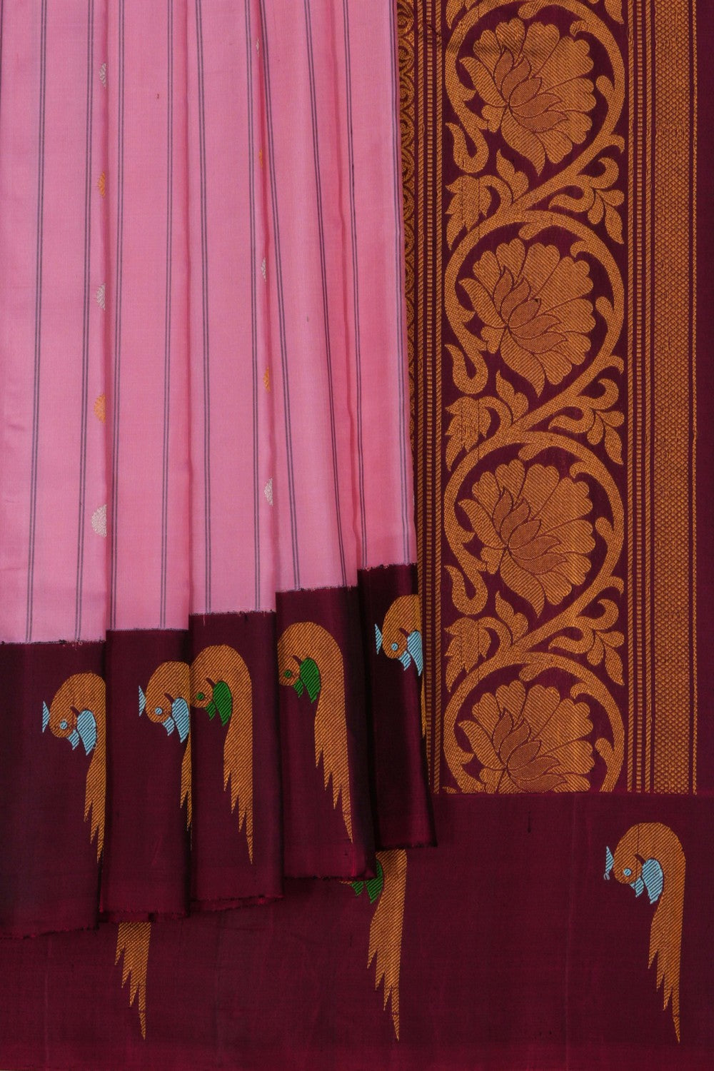 Image of Gadwal Silk Pink Saree
