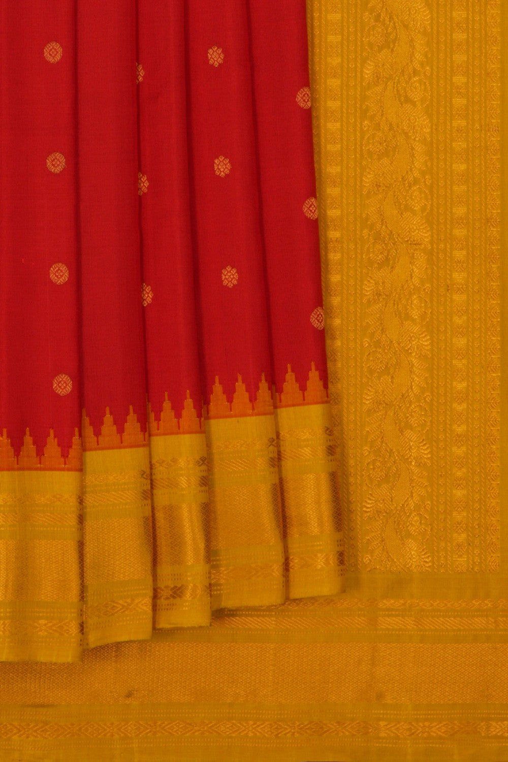 Image of Gadwal Silk Red Saree
