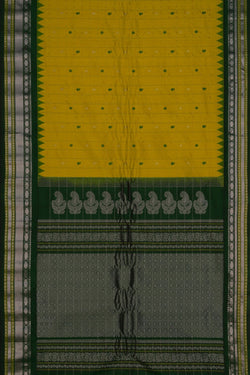 Image of Gadwal Silk Kattam Yellow Saree