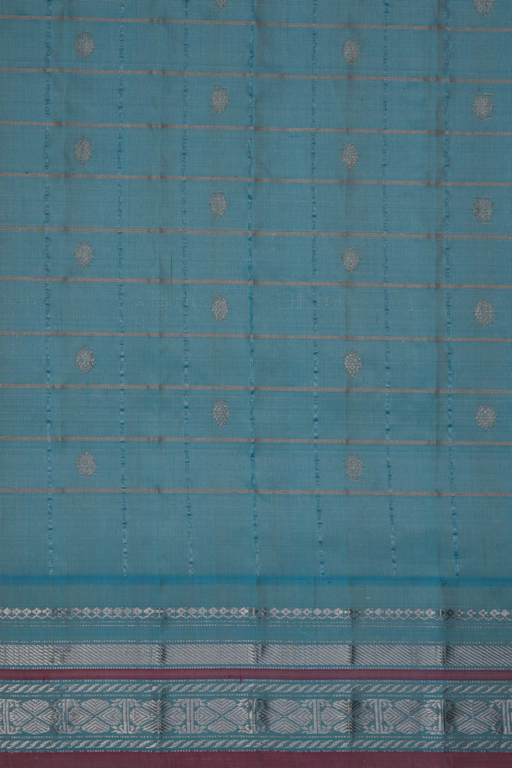 Image of Gadwal Silk Kattam Navy Blue Saree