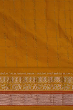 Image of Gadwal Silk Kattam Brown Saree