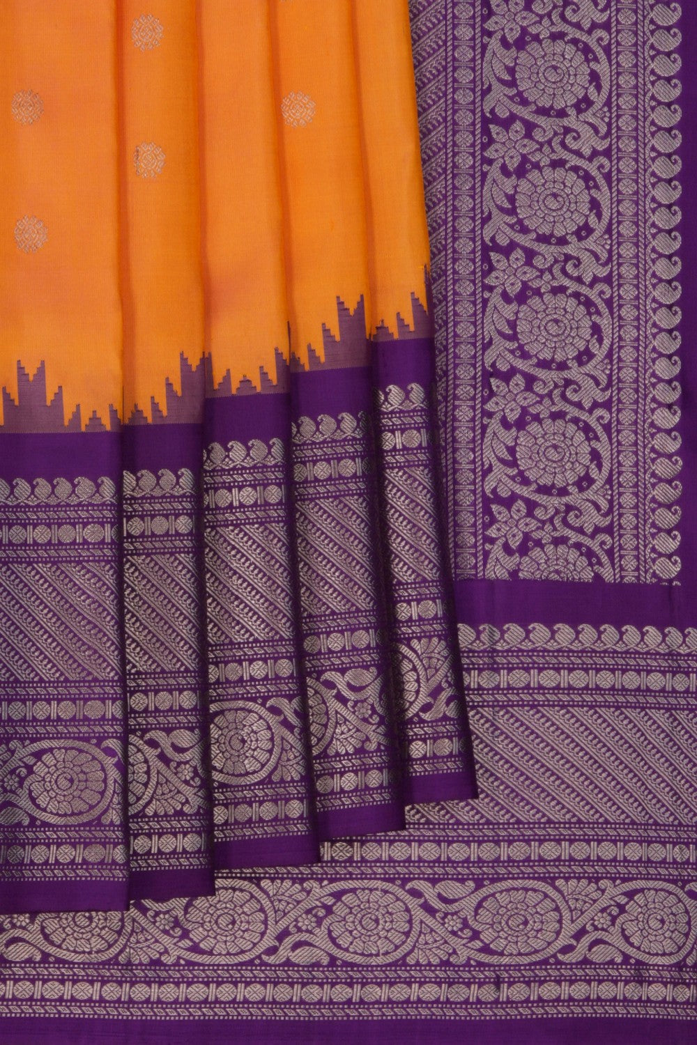 Image of Gadwal Silk Peach Saree