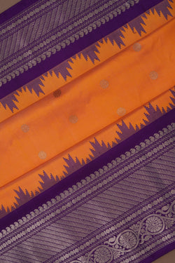 Image of Gadwal Silk Peach Saree